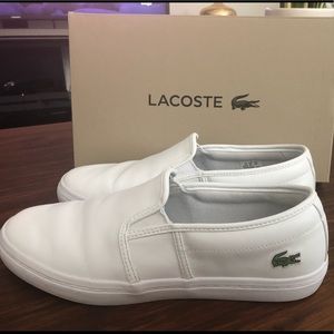 Lacoste White Slip-on Leather Sneakers